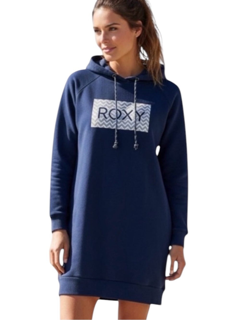 Roxy Navy Hoodie Tunic Length Dress/Hoodie, Vintage, Size Medium